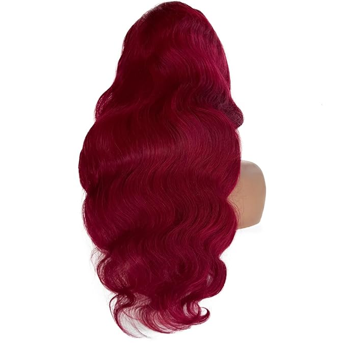 99j Burgundy Lace Front Wigs Human Hair 30 Inch Body Wave 13x6 Lace Front Wigs Human Hair 99j Red Wine Body Wave Glueless Wig Human Hair Pre Plucked Lace Frontal Wig for Black Women 180% Density