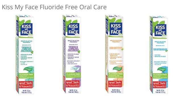 Kiss My Face Gel Teeth Whitening Fluoride Free Toothpaste (Pack of 3) Tea Tree 13.5 Ounce (2434503EAF)