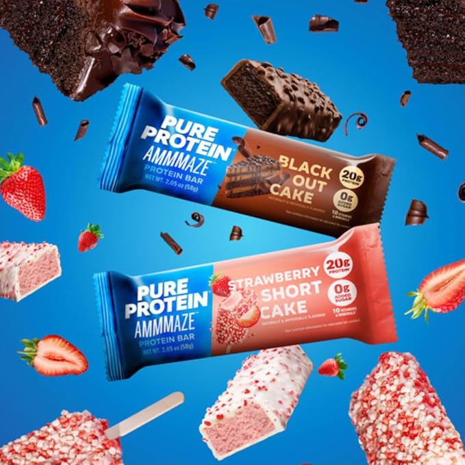 Pure Protein Bars Variety Pack | 12 flavors | High Protein Nutritious Snacks to Support Energy Low Sugar Gluten free. Two new flavors Sundae Cone and Brookie. (Packaged for you by Mix it up)