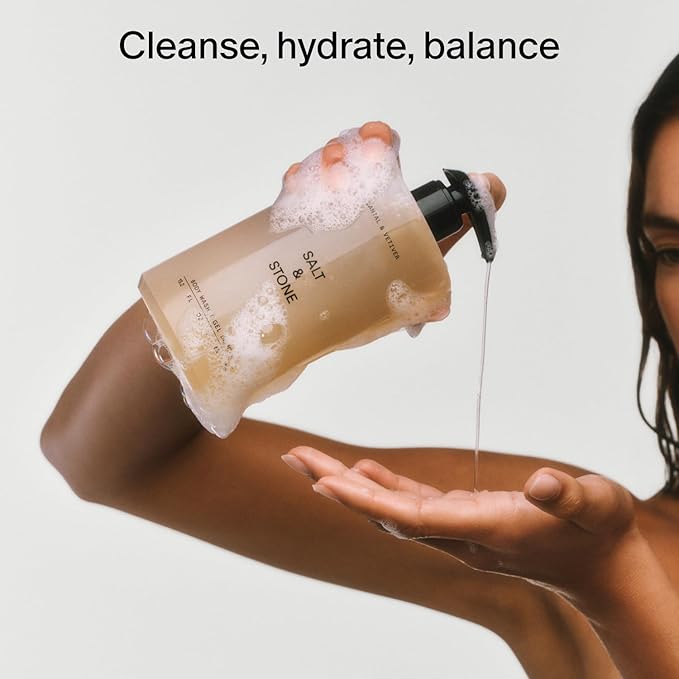 Salt &amp Stone Body Wash with Antioxidants for Deep Moisture | For Women &amp Men Sulfate Paraben &amp Dye Free Leaving Skin Soft and Hydrated | Black Rose &amp Oud 32 fl oz
