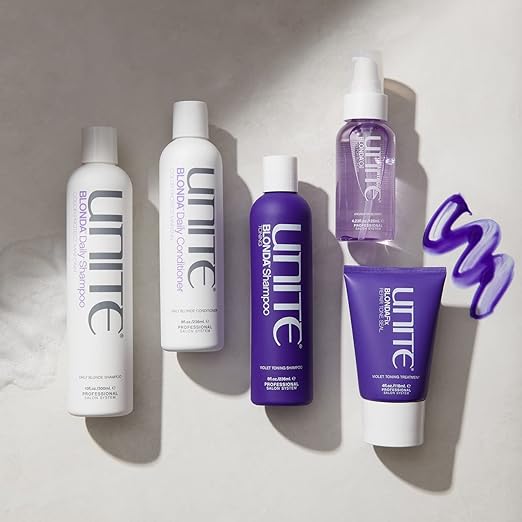 UNITE Hair - BLONDA Fix - Ultra-Violet Treatment for Blonde Gray &amp Highlighted Hair - Repairs Strengthens &amp Tones - Prevents Damage &amp Reduces Blow Dry Time 4 Fl Oz