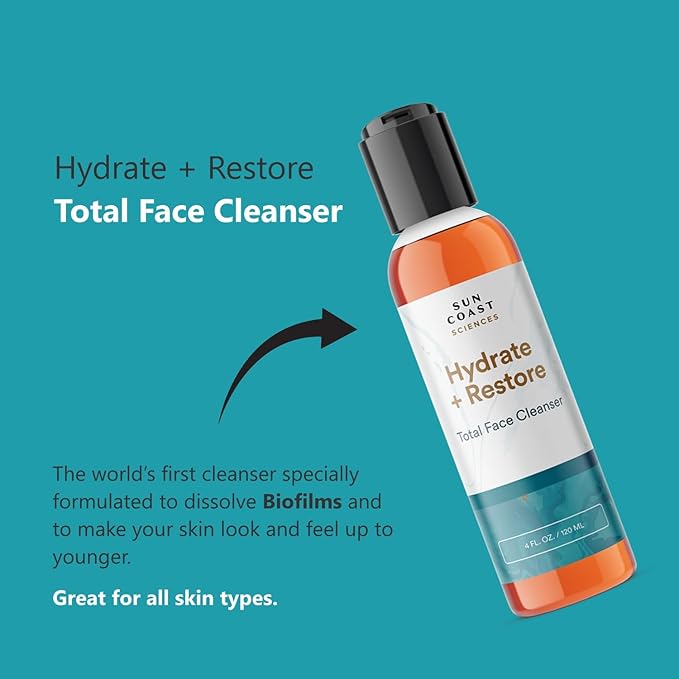 SUN COAST SCIENCES - Hydrate + Restore Total Face Cleanser Vitamina B Hydrating Facial Cleanser With Niacinamide for All Skin Types - 4 fl oz