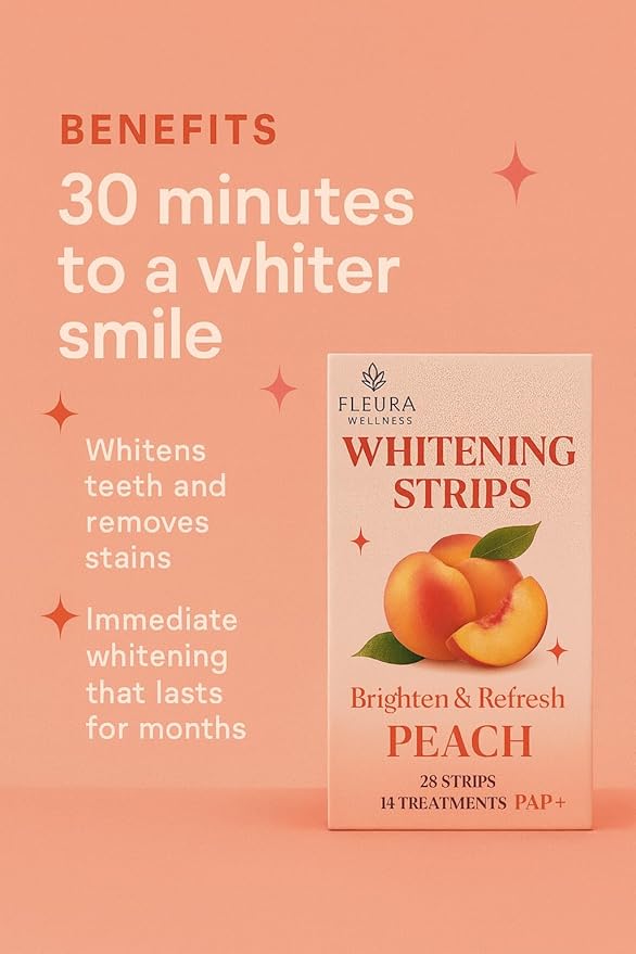 Pap Teeth Whitening Strips ? Peach and Watermelon Flavor | Enamel-Safe Sensitivity-Free Whitening Gentle Daily Use 28 Strips (14 Treatments) (Peach)