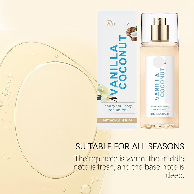 Vanilla Coconut Body Fragrance Mist - Long-Lasting Scent Portable &amp Refreshing Enhances Natural Charm(3PCS)