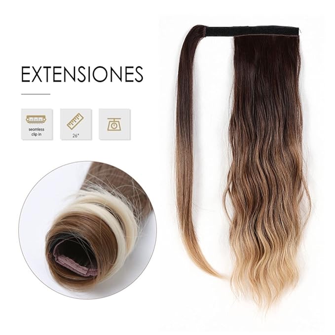 EARSHOT Hair Buns Hair Piece 16 Inch Long Wave Ponytail Lengthening Synthetic Curly Ponytail Hair Extension Wig Bun Wig Hair Bun for Women Everyday Hair Accessories For Girls (Size : 1 PC Color : A)