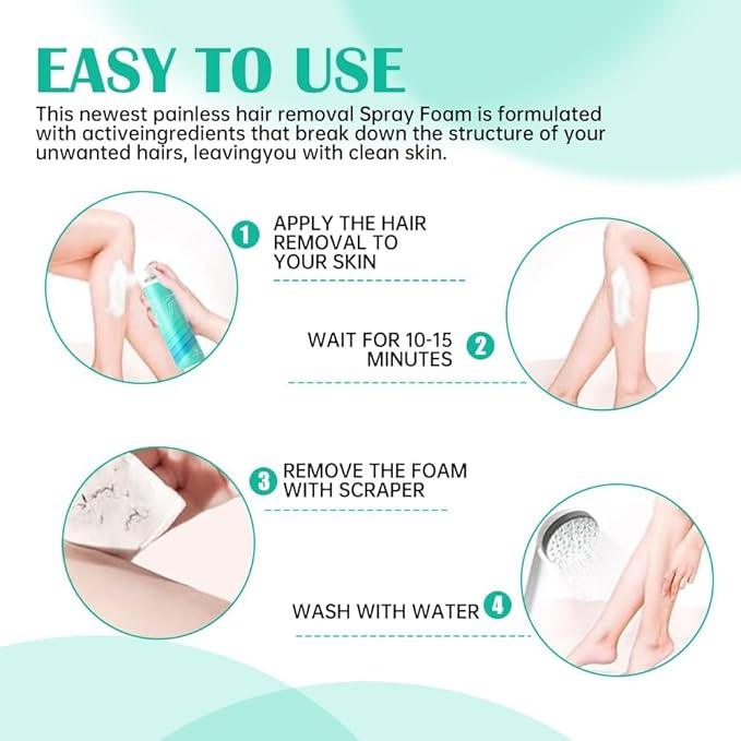 VGO 3 pack Hair Removal Spray Foam Contains Aloe Vera Extract Natural Ingredients Painless Bikini Hair Removal for Women &amp Men Depilatory Cream 15.21FL OZ