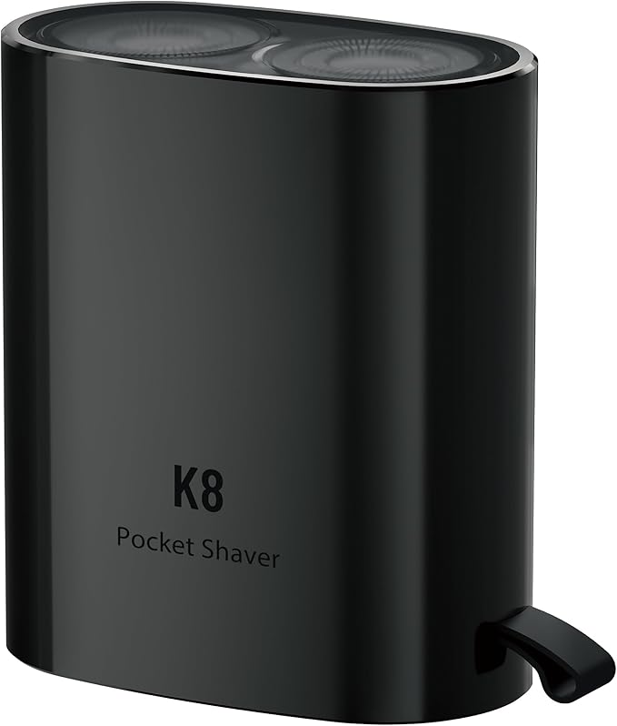 Mini Electric Shaver for Men Portable Magnetic Dual-Head Rotary Pocket Electric Razor for Face IPX7 Waterproof Wet &amp Dry USB-C Rechargeable for Home Car Travel K8Black