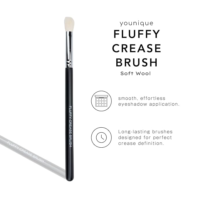 Younique Fluffy Crease Brush for Eye Makeup | Soft Synthetic Eyeshadow Blending Brush | Durable Eye Shadow Brush for Crease Precision | Lightweight Makeup Tool for Smooth Application