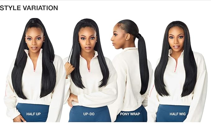 Sensationnel INSTANT UP &amp DOWN Half Wig Wrapped Ponytail Basic Straight Yaki Texture Easy Styling Heat Resistant Synthetic Fiber Pony Wrap Sleek Finish - UD 8 (4)