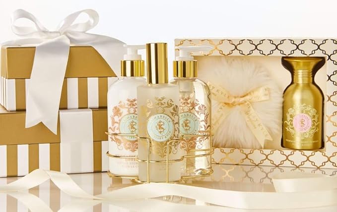 Shelley Kyle De Ma Mere Mini Gift Set Includes Travel Size Perfume Lotion And Shower Gel Packaged in Beautiful Cream and Gold Gift Box with Ribbon