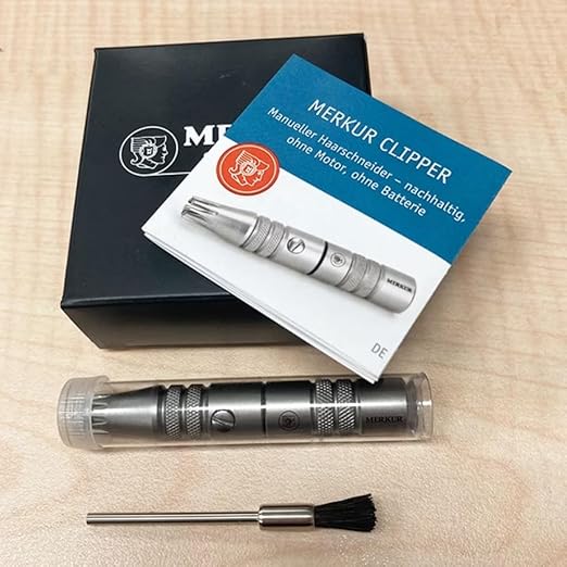 MERKUR Nose &amp Ears Hair Trimmer Safe Hair Removal Tool for Men &amp Women Twist and Cut Mechanism Stainless Steel Clip Easy to Clean Battery-Free