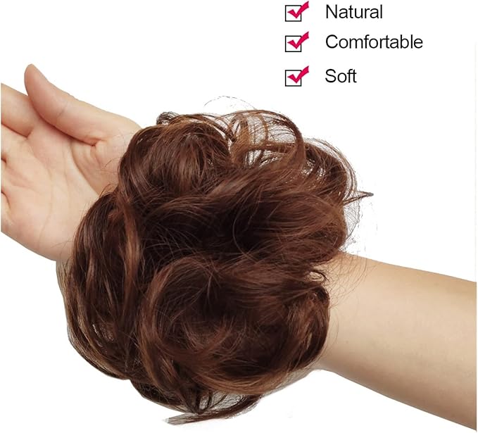 Hair Bun 1 Pack Messy Bun Hair Hoops Ponytail Hair Extensions Synthetic Donut Hair Bun Curly Wavy Hair Bun Wigs for Women Hair Bun Piece(1)