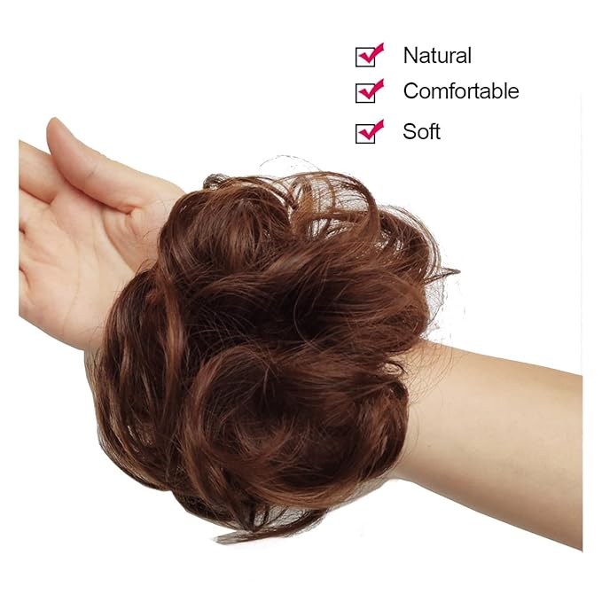 EARSHOT Hair Buns Hair Piece 1 Pack Messy Bun Hair Hoops Ponytail Hair Extensions Synthetic Donut Hair Bun Curly Wavy Hair Bun Wigs for Women Hair Accessories For Girls (Color : 27H613)