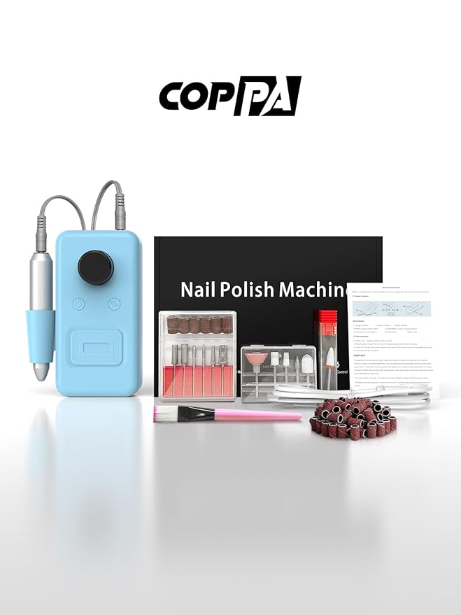 COPPA Portable Nail Drill NDK106 Electric Nail Drill Professional Kit with 12 Bits 31 Sanding Bands 45000RPM Rechargeable Nail Drills Machine for Acrylic Nails Gel Polishing Removing Home &amp Sal