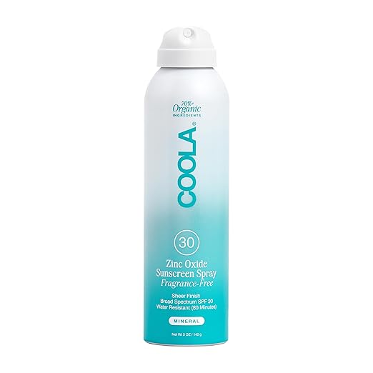 COOLA Organic Mineral Sunscreen SPF 30 Sunblock Spray Dermatologist Tested Skin Care for Daily Protection Vegan and Gluten Free Fragrance Free 5 Fl Oz