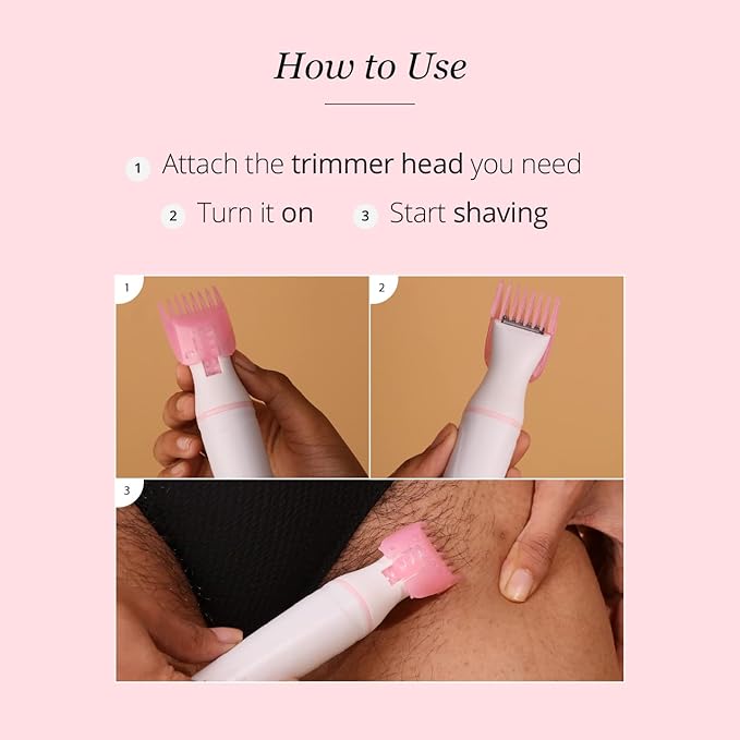 Carmesi Multipurpose Electric Trimmer | Painless Grooming for Sensitive Areas | Face Underarms Bikini Area | Comes with Eyebrow Comb Cleaning Brush Trimming Head Comb | Pack of 1