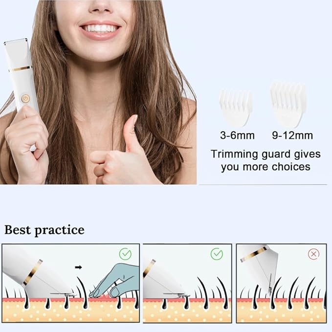 5-in-1 Bikini Trimmer for Women IPX7 Waterproof Women's Electric Razor and Shaver Cordless Facial &amp Pubic Hair Trimmer 5 Interchangeable Heads for All Areas Ceramic Blades USB Charging