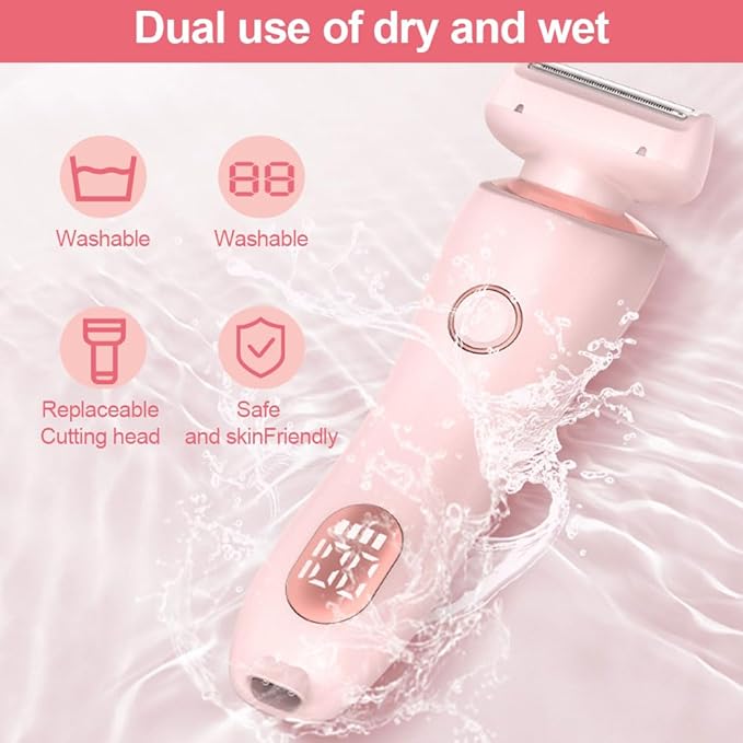 Electric Shaver 2 in 1 Women's Body Shaver Hair Remover Electric Lady Razor Waterproof Electrics Bikini Trimmer for Women (Pink)