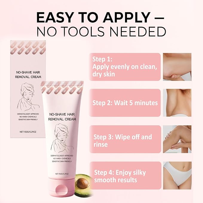 No Shave Hair Remover for WomenFast and Gentle Suitable for Sensitive Skin Moisturizes and Nurtures Skin Leaving it Soft and Protected after Hair Removal (3)