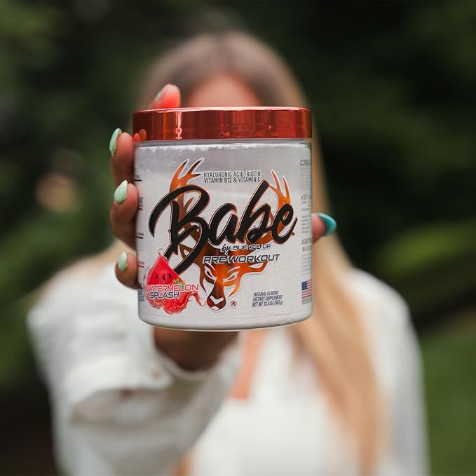 Babe Pre Workout powder for Women | Watermelon Splash | 6g Citrulline 2g Beta-Alanine 100mg Hyaluronic Acid 5mg Biotin and 5 other registered trademarked ingredients | 30 servings | 12.8 OZ