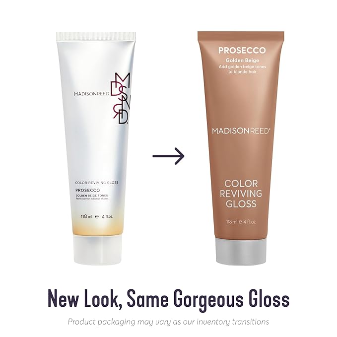 Madison Reed Color Reviving Gloss Prosecco - Golden Blonde Semi-Permanent Hair Dye Enhances Hair Color &amp Corrects Tone Adds Brilliant Shine Keratin &amp Argan Oil 4 Fl Oz (118 mL)