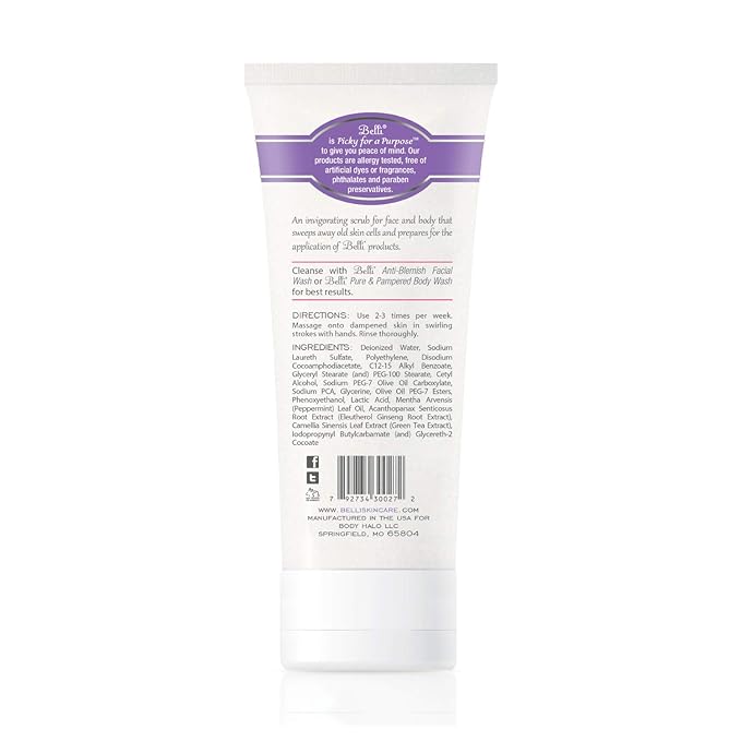 Belli Skincare Fresh Start Pre-Treatment Scrub Face Cleanser &amp Facial Scrub for All Skin Types Detoxifies Skin Dermatologist Recommended 6.5 Oz