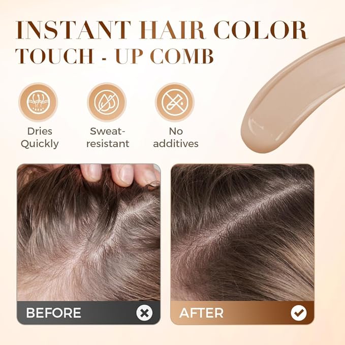 Portable Hair Dye Comb for Gray Hair Coverage 2025 New Convenient Comb Hair Dye for Quick Touch-ups Instant Hair Color Stick with Comb for Women and Men (2Pcs Black)