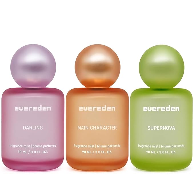 Evereden Fragrance Hair and Body Mist Bundle of 3: Clean &amp Vegan Collectible Hair and Body Spray for Teen Girls Set - Amplify Your Self-Expression with Iconic Scents in Aesthetic Bottles