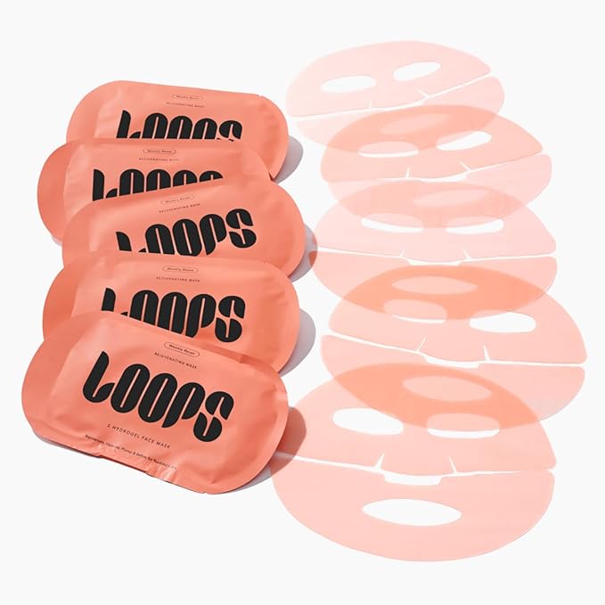 LOOPS WEEKLY RESET - Rejuvenating Hydrogel Face Mask Kit - Rejuvenate Hydrate Refine &amp Plump Face Moisturized Pore Refining - Reduces Signs of Puffiness - Gifts for Women Stocking Stuffer - 5