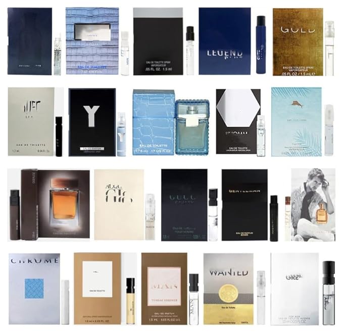 12 Mens Cologne Designer Samples Vials with Velvet Pouch