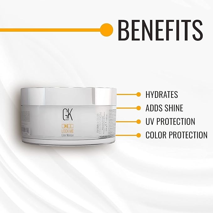 GK HAIR Hair Masque (7.05 Fl Oz/200g) Global Keratin Lock Me Deep Conditioner Mask for Color Protection Against Dull Damaged &amp Weak Hair All Hair Types