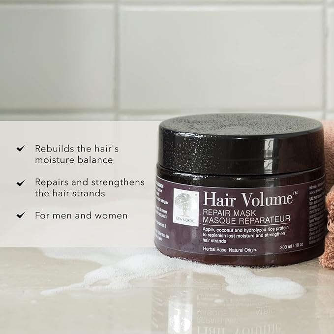 NEW NORDIC Hair Volume Repair Mask for Dry Damaged Hair &amp Natural Growth Rebuild Moisture Balance Volumize &amp Strengthen 10 oz