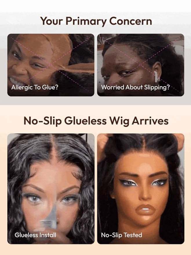 UNICE Bye Bye Slip Wig Feathered Layer Side Part Human Hair Glueless Wigs with Secure Silicone Strips and Drawstring 200% Density Flexible Mesh Cap Bleached Knots Pre Everything Wig 12 Inch