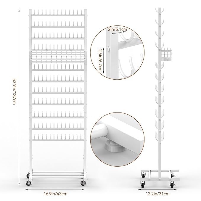 Braiding Hair Rack White Braiding Rack Stand for Salon 2-Sided Hair Rack 286 Pegs Hair Extension Holder Standing Braid Rack for Home Hair Separator Braid Rack with wheels
