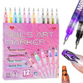 12 Colors Nail Art Pens Set for Painting Nails 0.5 MM Nail Art Markers Fine Tip Polish Pens for 3D Nail Art Nail Design Tools Gel Nails Doodle Pens for Drawing Point Liner (A- 1 Set)