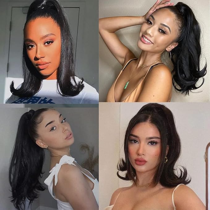 GSOUL Hair Bun Pieces for Women 18 Inch Synthetic Long Curly Wavy with Drawstring Bun Wig Ponytail Hair Extensions Women Accessories