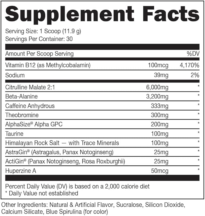 Bucked Up - Woke - HIGH STIM Pre Workout - Best Tasting - Focus Nootropic Pump Strength and Growth 30 Servings (Rocket Pop)