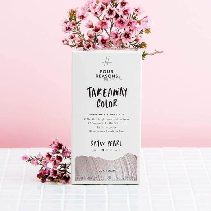 Four Reasons Original Takeaway Color - Satin Pearl ? 9.02 Bright Pearl Blonde - Demi-Permanent Hair Color - Ammonia-Free and Fragrance-Free Hair Dye - 100% Vegan &amp Cruelty Free