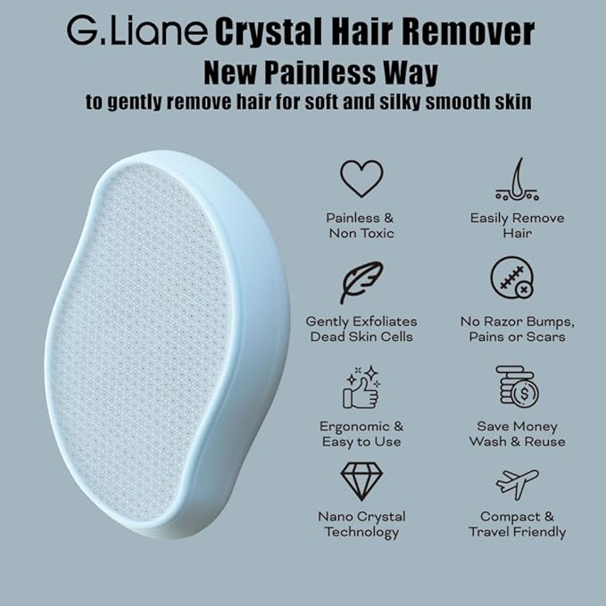 Premium Crystal Hair EraserPainless Exfoliation Hair Removal EpilatorNano Glass Hair Remover for WomenNatural Gentle and Efficient Shaver Trimmer on Leg Arm(Sky Blue)
