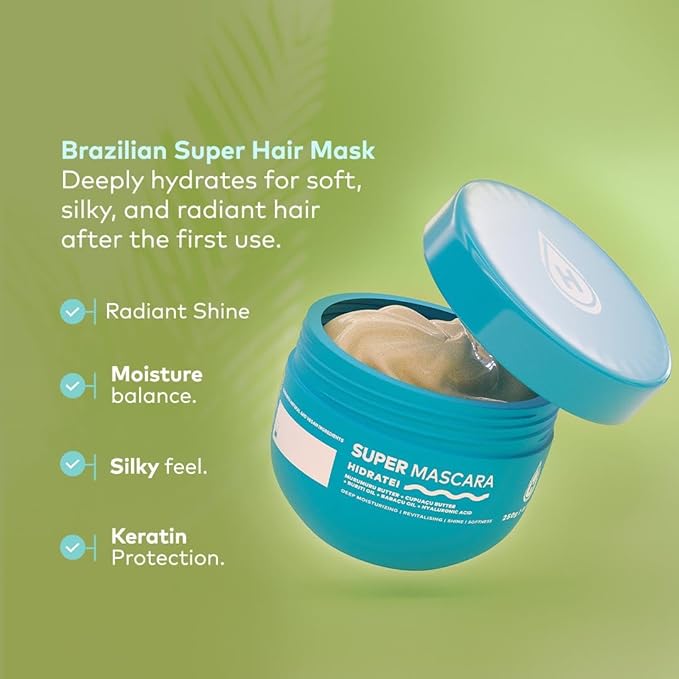 Hidratei Brazilian Beauty Super Hair Mask | Deep Hydration Hair Mask | Damaged Hair Repair | Dry Hair Treatment | Ultimate Hair Moisturizer for Silky Hidrated Hair | 8.8oz
