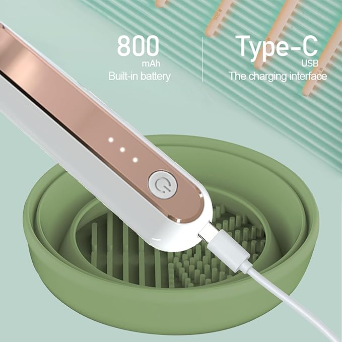 Electric Makeup Brush Cleaner and Dryer Portable Automatic Brush Cleaner with 3 Power Levels Fast Motor Speed 5 Rubber Collars Rechargeable Quick Clean &amp Dry for Makeup Brushes
