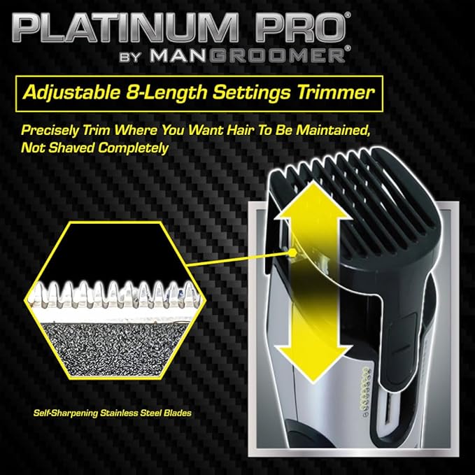 MANGROOMER - PLATINUM PRO New Body Groomer Ball Groomer and Body Trimmer with Lithium Max Battery Bonus Extra Foil and Storage Case!