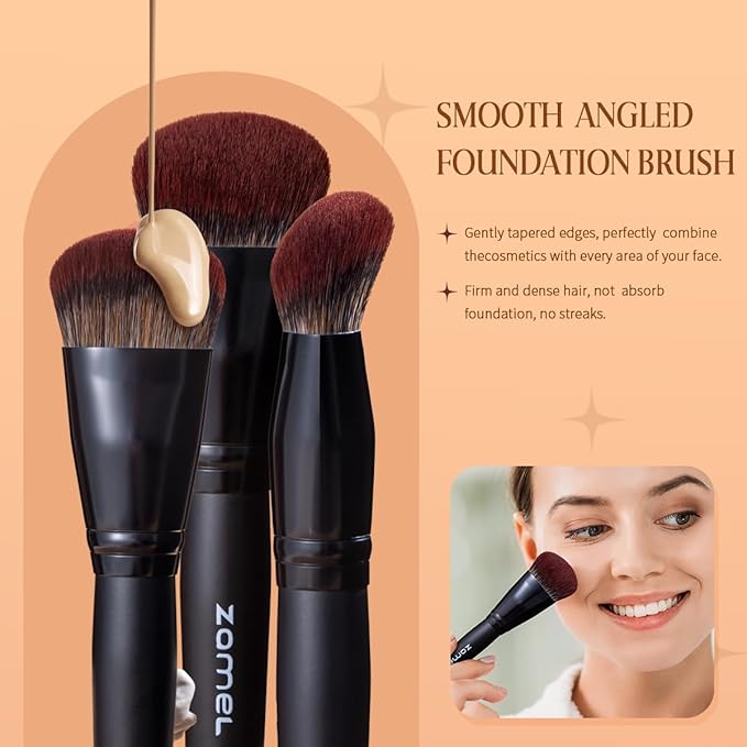 ZAMEL 26Pcs Black labeled Makeup Brushes Set ProfessionalFull Face ULTRA SOFT Hair Makeup Brush Set Contains large powder Foundation Ultimate Blending Make up Brush set Blush Concealers Eyeshadow