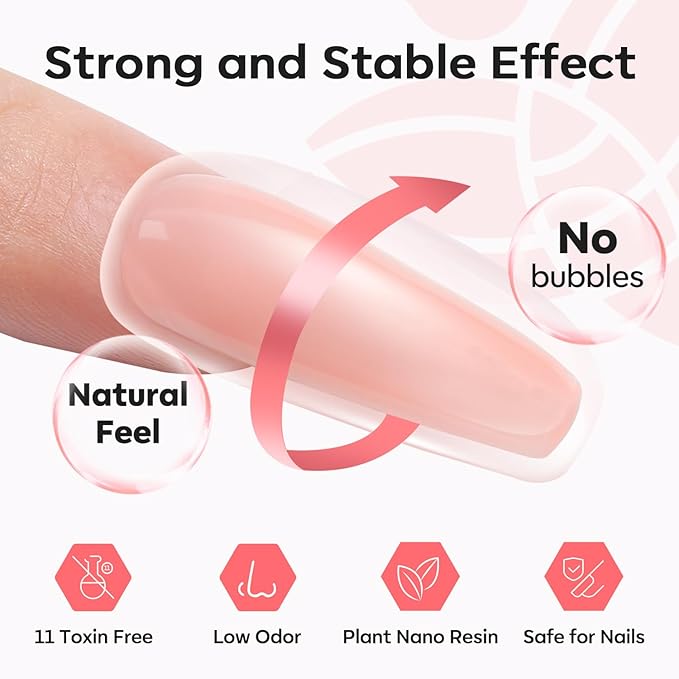 Modelones Poly Extension Gel Nail Kit 6 Colors Pink Nude with 48W U V/LED Lamp Slip Solution 3D Bow Pearl Charms Decoration Rhinestone Glitter Tools for Manicure Beginner Starter Kit DIY at Home