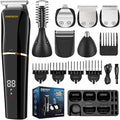 PRITECH Beard Trimmer for Men6 in 1 Hair Clippers Kit Precision Cordless Grooming Kit Waterproof IPX6 for Beard Hair Body Nose Ear with Foil Razor (Black)