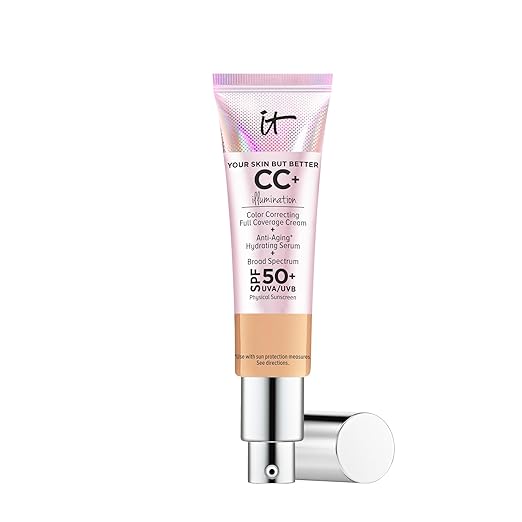 IT Cosmetics CC+ Cream Illumination - Radiant Full Coverage Foundation With SPF 50+ Color Corrector &amp Hydrating Anti-Aging Serum Hydrolyzed Collagen + Peptides Normal to Dry Skin - 1.08 fl oz