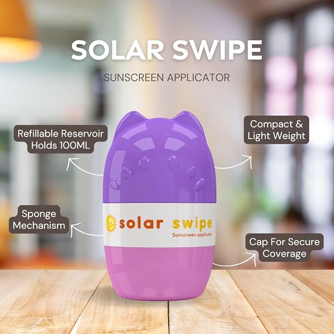 Sunscreen Applicator - Refillable Roll On for Kids &amp Adults Mess-Free Sunscreen Roller &amp Sponge Dispenser Portable Sun Protection Ideal for Travel &amp Outdoor Use (Olive &amp Purple)