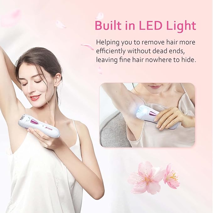 Epilator for Women Smooth Glide Epilator Facial and Body Hair Remover with LED Light Rechargeable Hair Removal Device for Face Bikini Armpits Arms and Legs