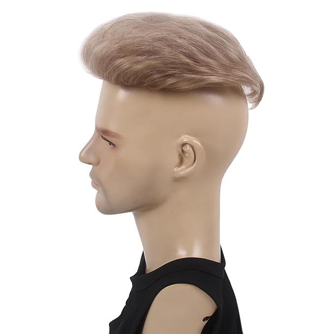 H&ampBwig Men Short Toppers Hairpiece Clip in Hair Extensions for Covering White Loss Hair Toupee (Blonde6060#8-26-613)