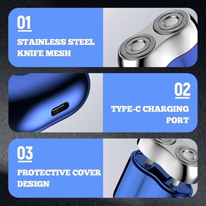 New Model Mini Dual-Head Electric Shaver for Men 2025 Upgraded Pocket Shaver USB Mini Shavers Washable Double Head Rechargeable Waterproof Compact for Travel (Silver)